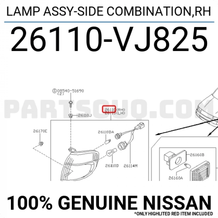 Japon Pıck-Up (D22) 2.7 D:3.2 Td 2000-2001 Sinyal Lambası Sağ . (Oem No:26110Vj825)