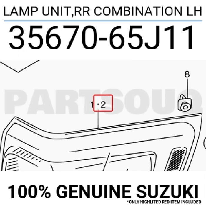 Stop Lambası Grand Vitara 2005-2012 5K 2.0 Duysuz Sol (Oem No:3567065J11)
