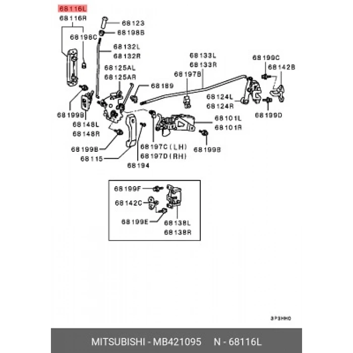 Kapı Kolu L300 Orta Dış Sol (Oem No:Mb421095)