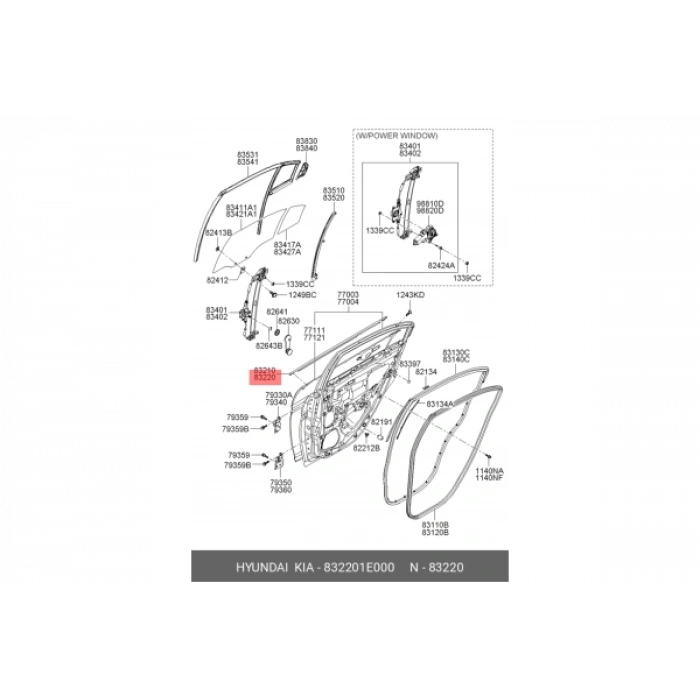 Cam Sıyırıcı Accent 2006-2011 Era Arka Kapı Dış Sağ (Oem No:832201E000)