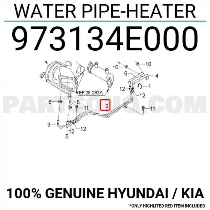Boru Kalorifer Bongo 2,5 Tci 2004-2015 (Çiftli) (Oem No:973134E000)