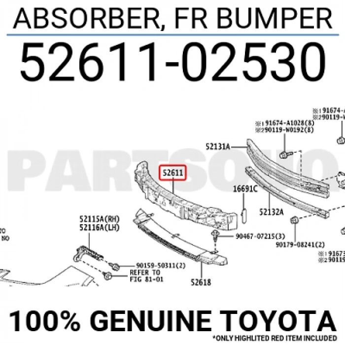 Darbe Emici Corolla 2019-2021 Ön (Oem No:5261102530)