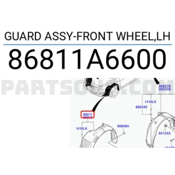 Çamurluk Davlumbazı İ30 2012-2016 Ön L (Oem No:86811A6600)