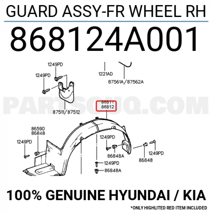 Çamurluk Davlumbazı Starex 1998-2008 Ön R (Oem No:868124A001)