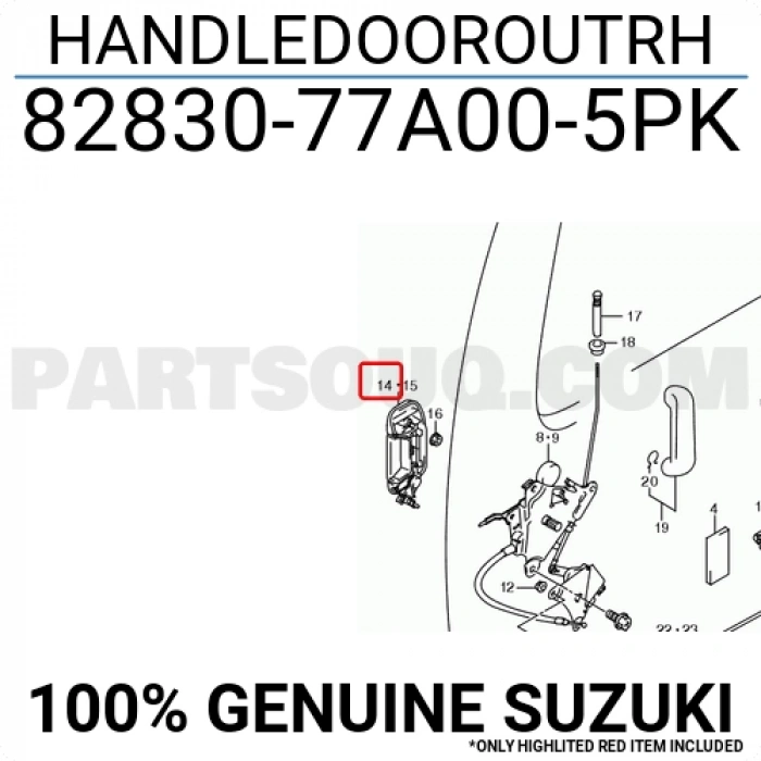 Kol Dış Açma Orta Kapı Siyah Carry 1998-04 (Oem No:8283077A005Pk)