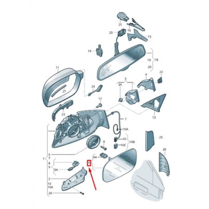 Vw  A3  A4 A5  2008 2015 Ayna Camı Sağ  (Oem No:8K0857536H)