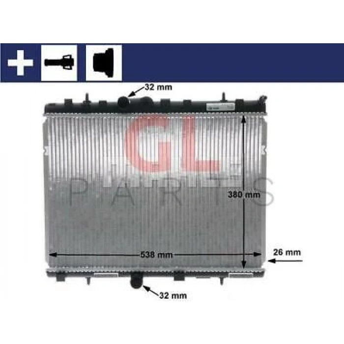 Radyatör Su  C-Elysee 2012 Sonrası / 301 2012 Sonrası / C2 2003-2009 / C3 Iı 2009-2016 / 207 2006-2012 / 208 2012 Sonrası / Crossland Brazıng (Oem No:1330P8)