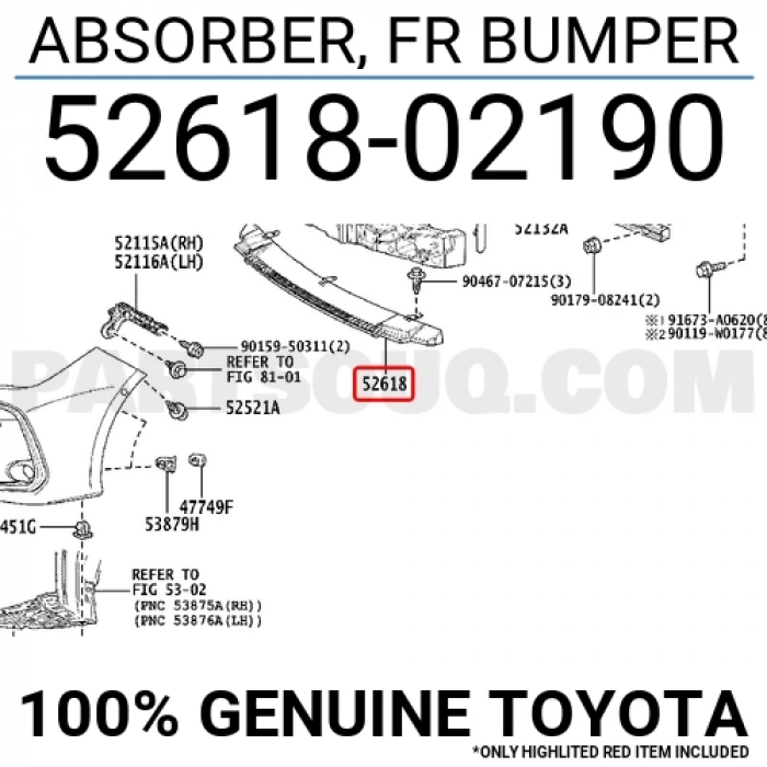 Tampon Alt Muhafaza Corolla 2019 Sonrası Ön Alt (Oem No:5261802190)