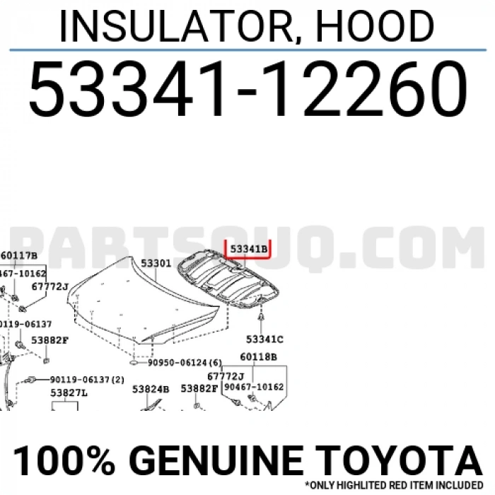 Kaput İzolatörü Corolla 2007-12 (Oem No:5334112260)