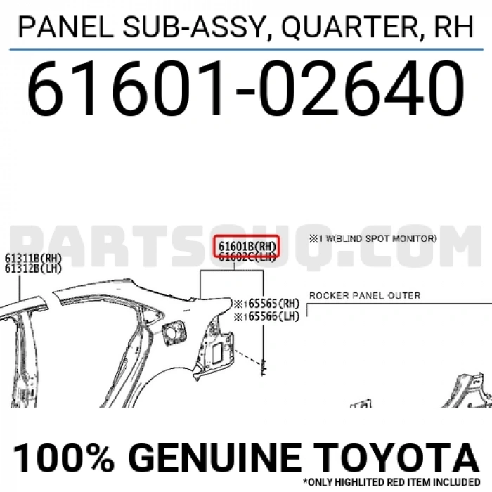 Çamurluk Corolla 2019 Sonrası Arka Sol (Oem No:6160102640)