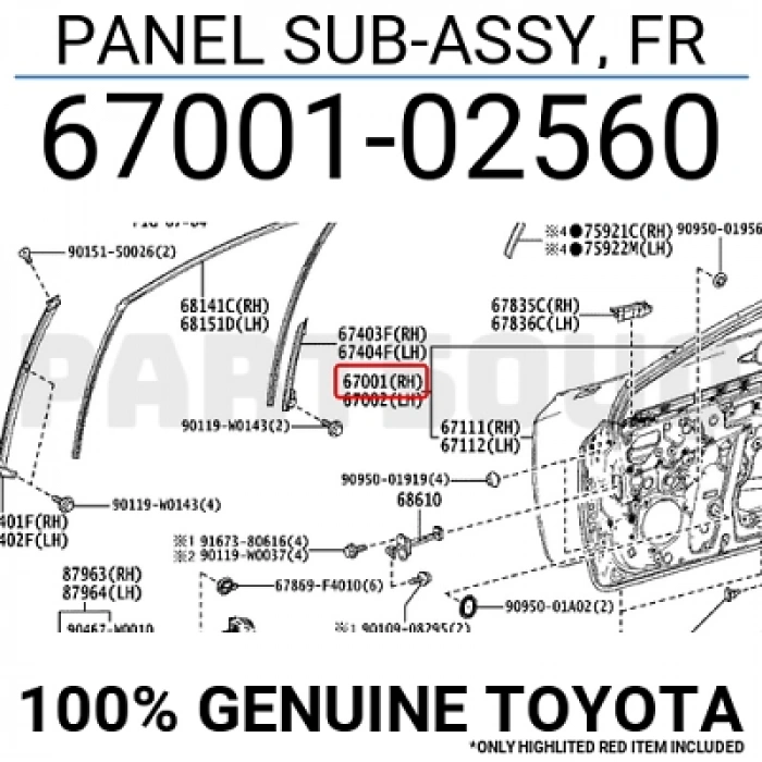 Kapı Corolla 2019 Sonrası Ön Sağ (Oem No:6700102560)