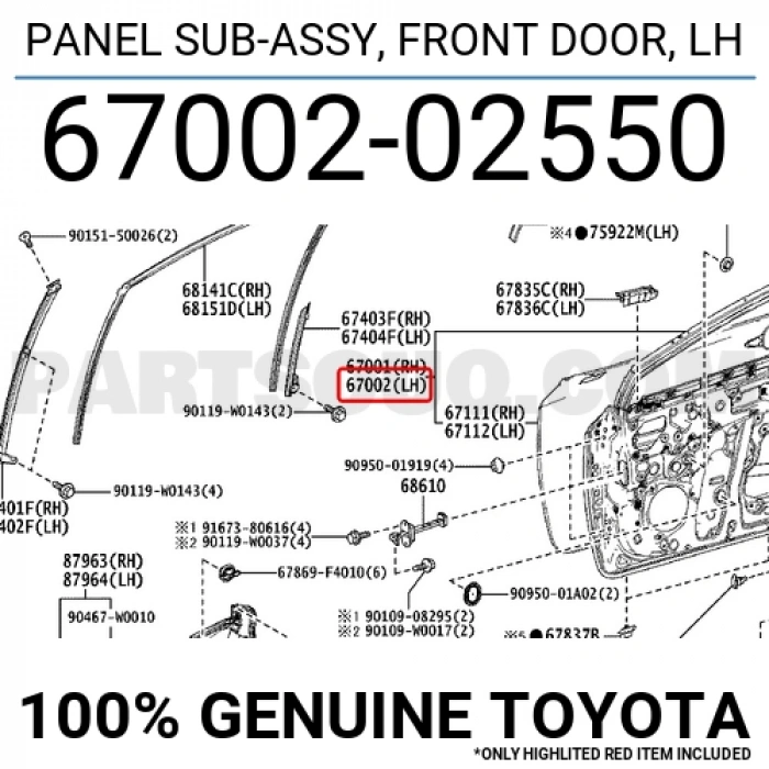 Kapı Corolla 2019 Sonrası Ön Sol (Oem No:6700202550)