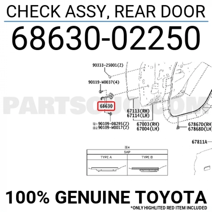 Kapı Gergisi Corolla / Auris Arka 2013-2019 R-L (Oem No:6863002250)