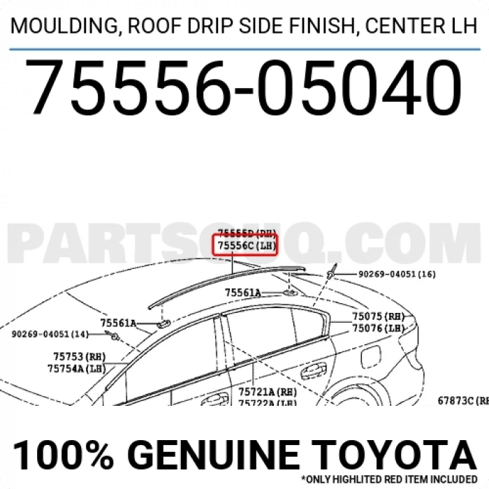 Tavan Çıtası Avensıs  2008 2012 Sol (Oem No:7555605040)