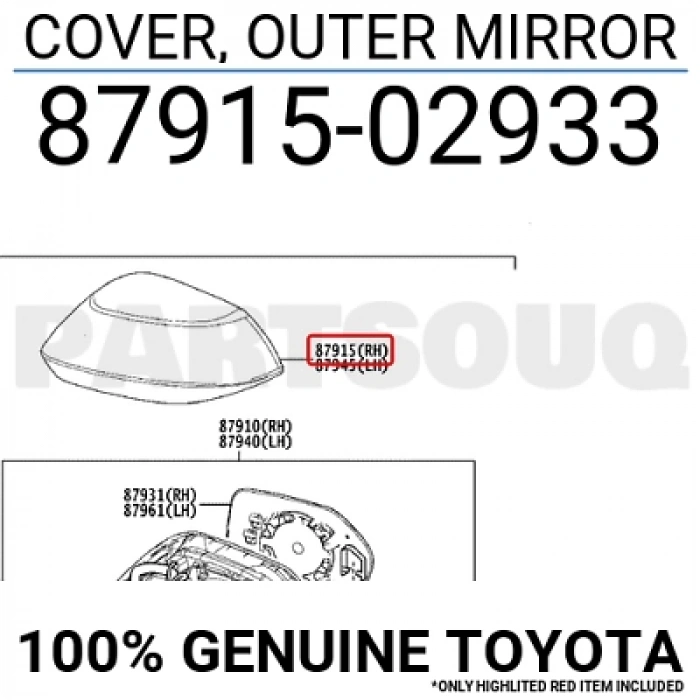 Ayna Kapağı Dış Corolla 2019 Sonrası Sağ (Oem No:8791502933)