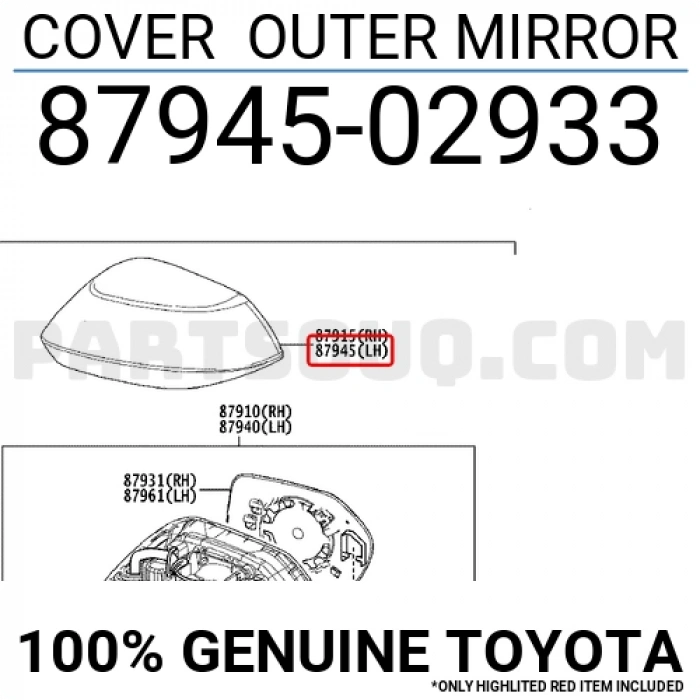 Ayna Kapağı Dış Corolla 2019 Sonrası Sol (Oem No:8794502933)