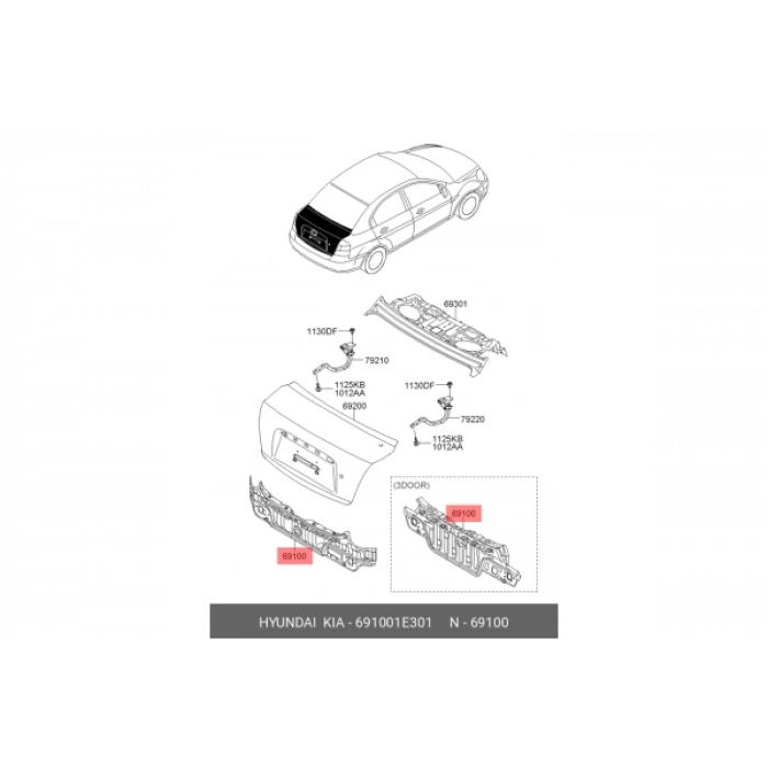 Panel Accent Arka 2006-2011 Era (Oem No:691001E301)