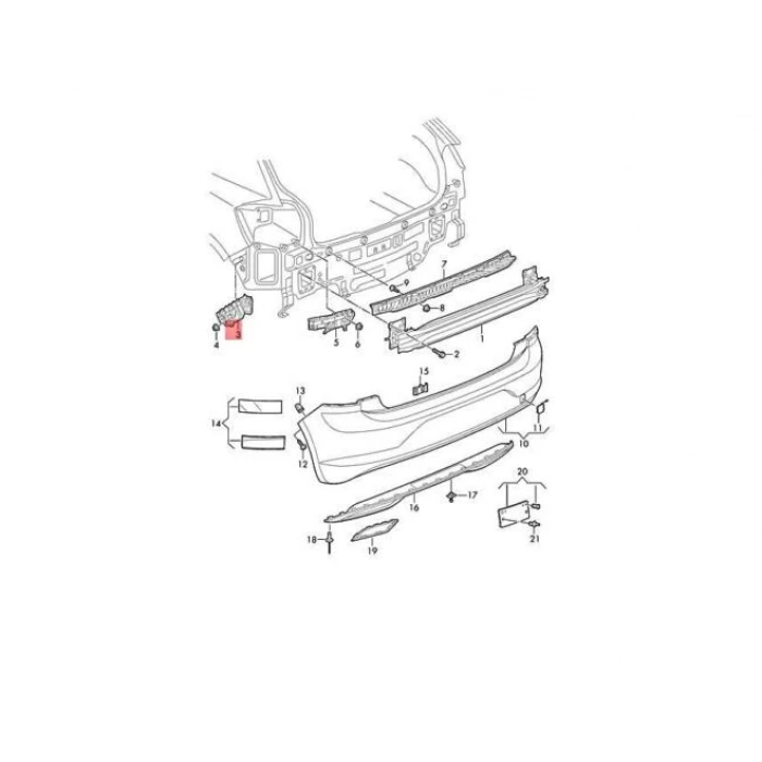 Tampon Bağlantı Braketi Polo 2018 Sonrası Arka Sol (Oem No:2G6807393B)