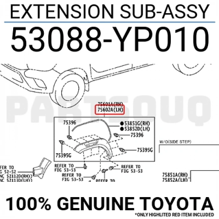 Dodik Çamurluk Hilux 2020 Sonrası Ön Sol (Oem No:53088Yp010)