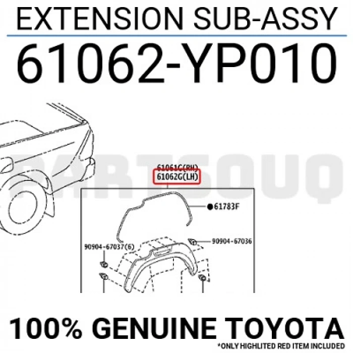 Dodik Çamurluk Hilux 2020 Sonrası Arka Sol (Oem No:61062Yp010)