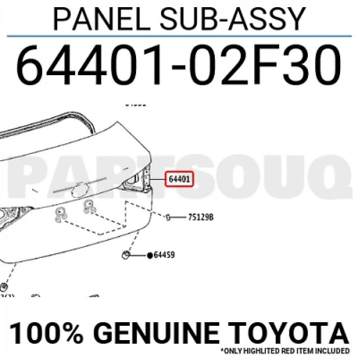 Bagaj Kapağı Corolla 19-2023 Sedan (Oem No:6440102F30)