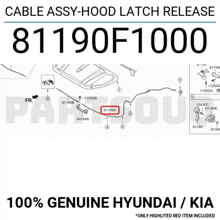 Tel Kaput Açma Sportage 2016-2018 Arka (Oem No:81190F1000)