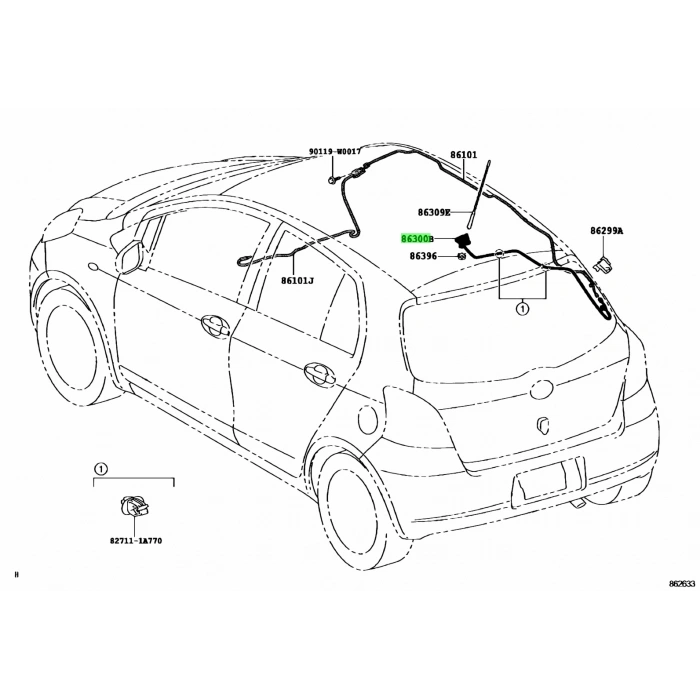 Anten Yaris 2006-2011 Göbek (Oem No:863000D100)