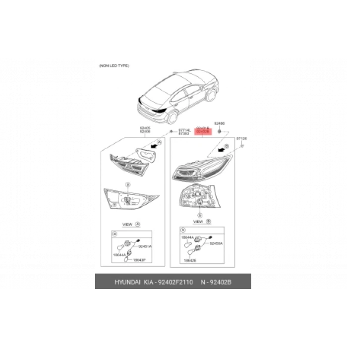 Stop Lambası Elantra 2016-2018 Ledli Dış Sağ (Oem No:92402F2110)