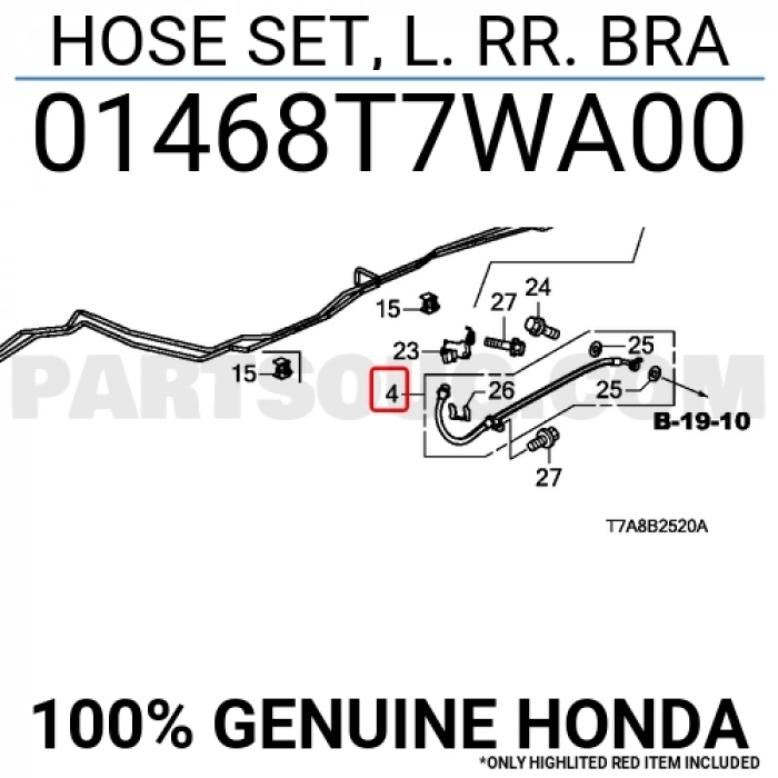 Fren Hortumu Hrv 2016 Sonrası Arka Sol (Oem No:01468T7Wa00)
