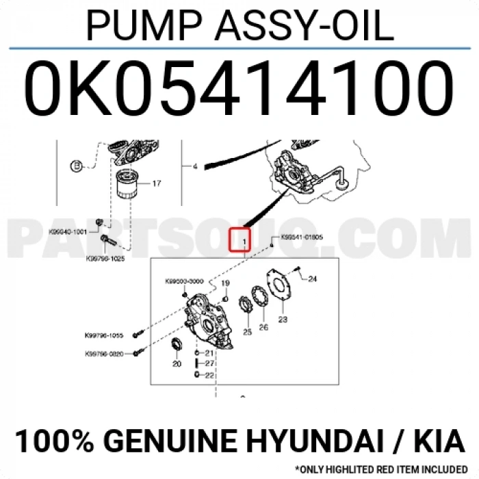 Kore Sportage Dizel 1997-2003 Yağ Pompası  (Oem No:0K05414100)