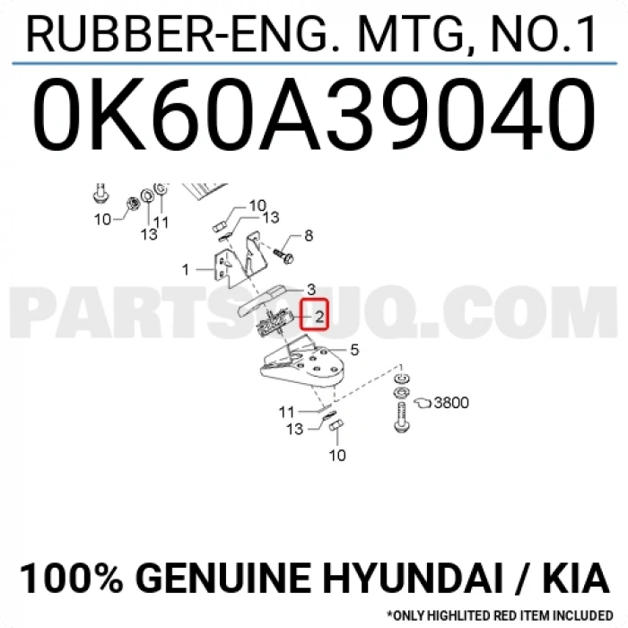 Kore Bongo Dizel 1997-2006 Motor Takozu : R / L  (Oem No:0K60A39040)