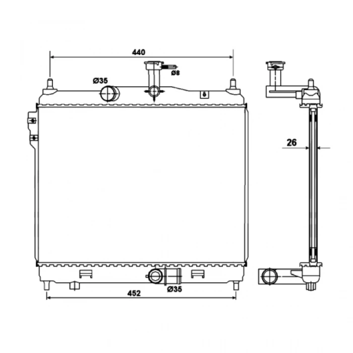 Radyatör Su Getz 2006-2011 Dizel M-T (Oem No:253101C650)