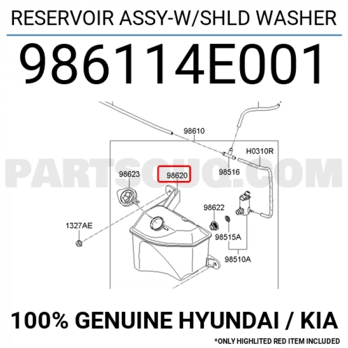 Su Fıskiye Deposu Bongo 2004 Sonrası (Oem No:986114E001)