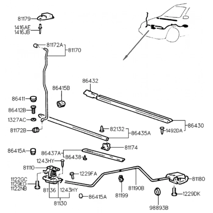 Tel Kaput Açma S-Coupe 1990-95 (Oem No:8119023000)