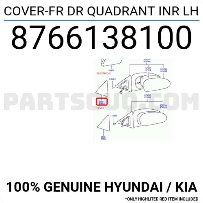Ayna Kapağı Sonata İç 1999-2001 Sol (Oem No:8766138100)