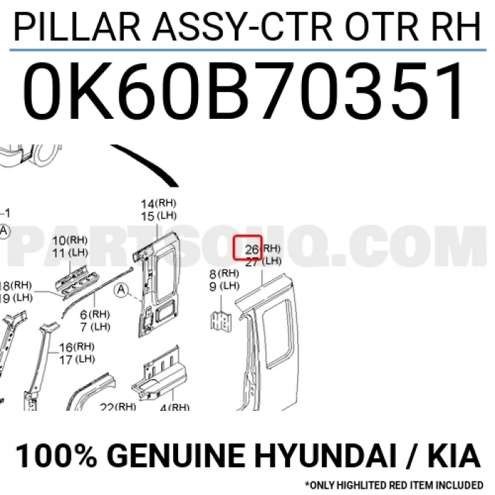 Direk Sacı Dış Bongo Arka Dış Sağ (Çift Kabin) (Oem No:0K60B70351)