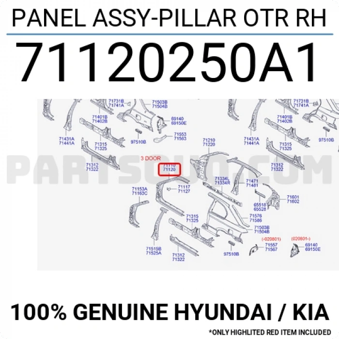 Direk Sacı Dış Accent 2003-2006 Ön Sağ (Oem No:71120250A1)