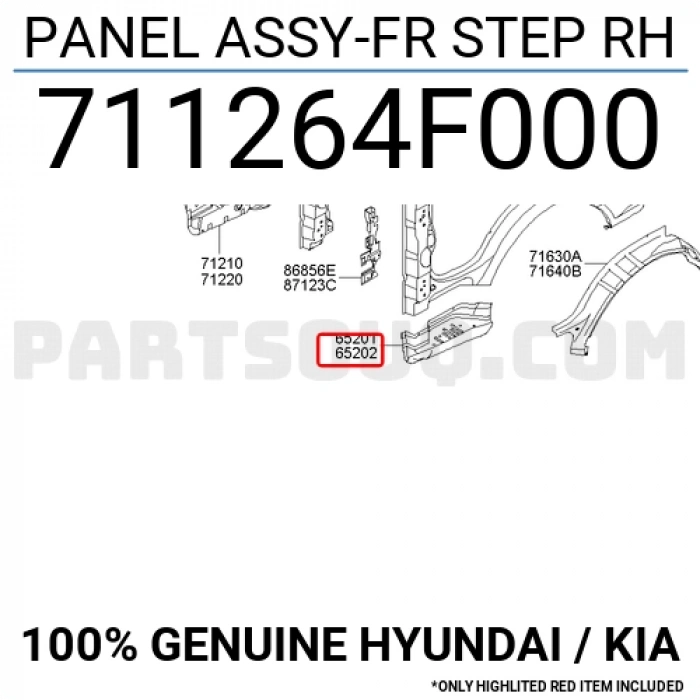 Sac Basamak Kapı H100 Kmyt 2004- Sağ   (Oem No:711264F000)