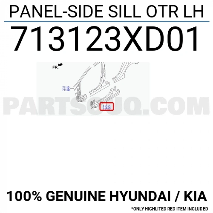 Marşpiyel Sacı Elantra 2011 Sonrası Sol (Oem No:713123Xd01)