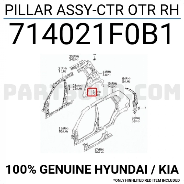Direk Sacı Dış Sportage 2004-2010 Orta Sağ (Oem No:714021F0B1)