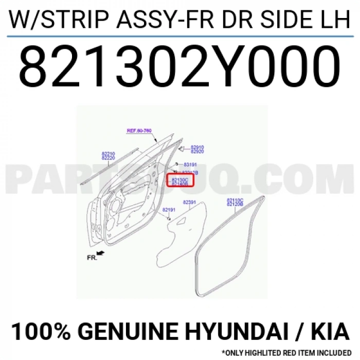 Kapı Çevre Fitili Ix-35 Ön 2010-2015 Sol (Oem No:821302Y000)