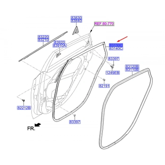 Kapı Çevre Fitili I-30 Arka 2012-2016 Sol (Oem No:83130A6000)