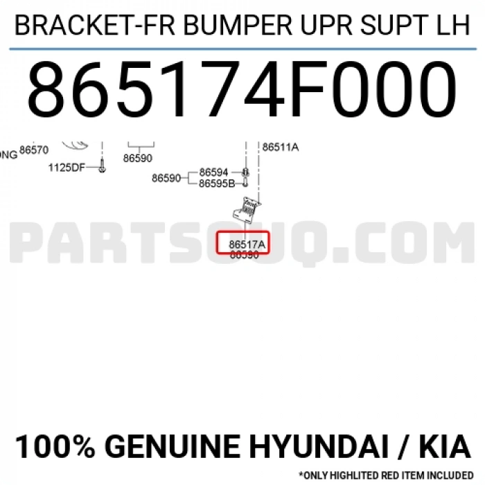 Tampon Bağlantı Braketi Kmy Ön 2005 Sonrası Üst Sol (Oem No:865174F000)