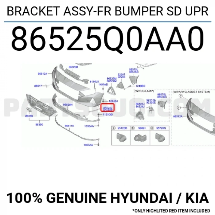 Tampon Bağlantı Braketi Bayon Ön 2021 Sonrası Üst Sol (Oem No:86525Q0Aa0)