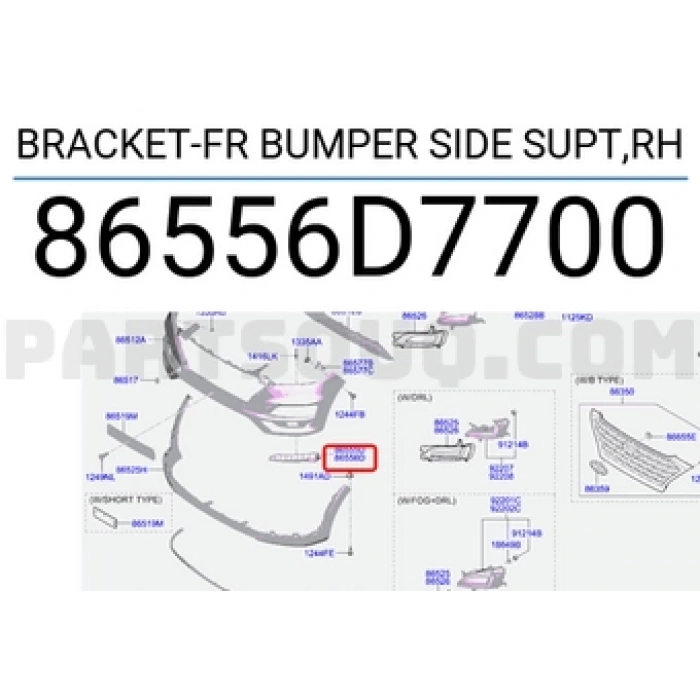 Tampon Bağlantı Braketi Tucson Ön 2019-2020 Alt Sağ (Oem No:86556D7700)