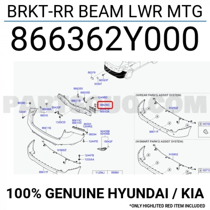 Tampon Bağlantı Braketi Ix-35 Arka 2010-15 (Oem No:866362Y000)