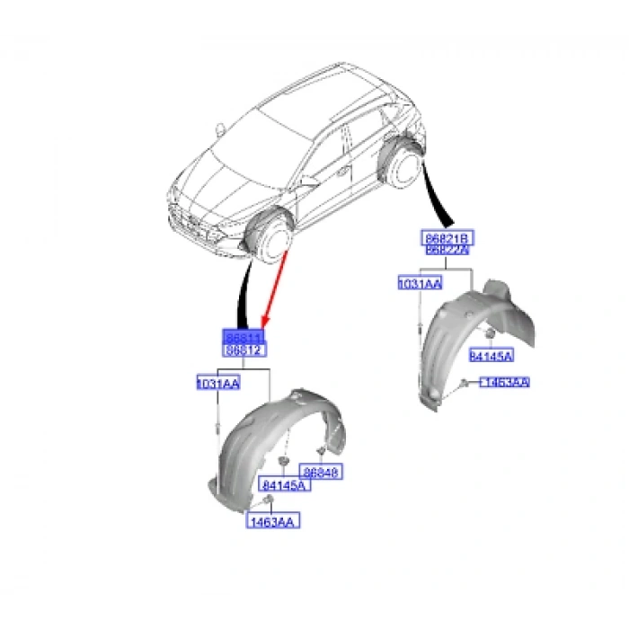 Çamurluk Davlumbazı Bayon Ön 2021 Sonrası Sol (Oem No:86811Q0400)