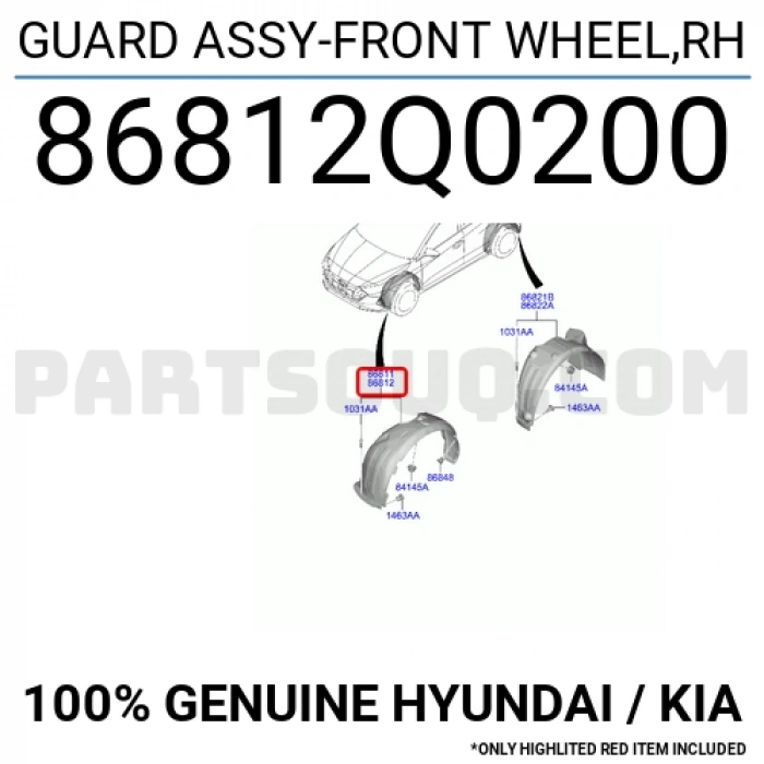 Çamurluk Davlumbazı I-2020 Ön 2021 Sonrası Sağ (Hasarlı) (Oem No:86812Q0200)