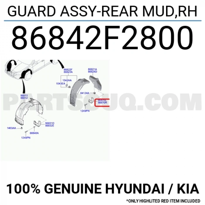 Paçalık Elantra Arka 2019-2020 Sağ (Oem No:86842F2800)