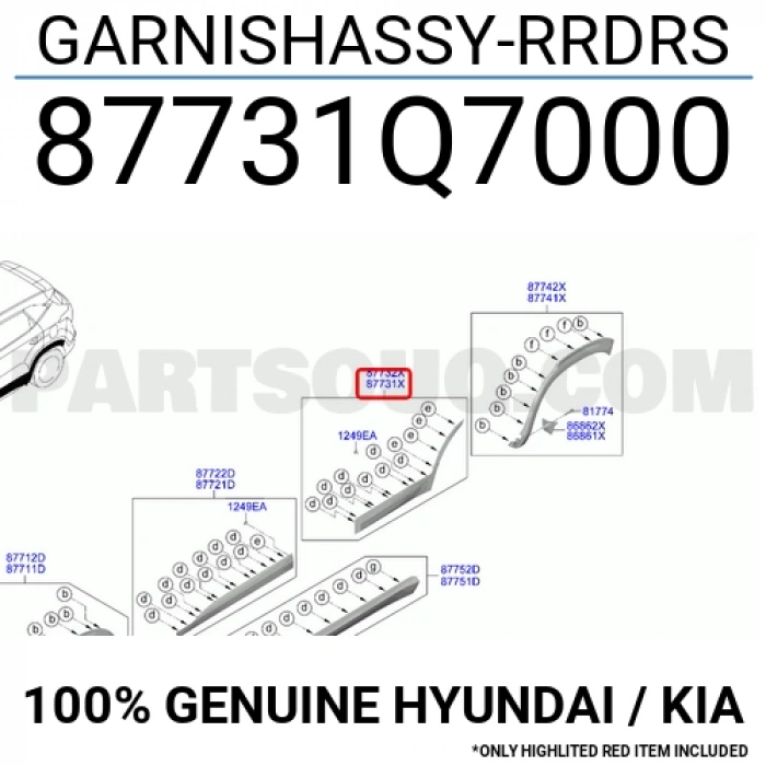 Dodik Stonic Arka Kapı Çıtası 2018-2021 Sol (Oem No:87731H8400)